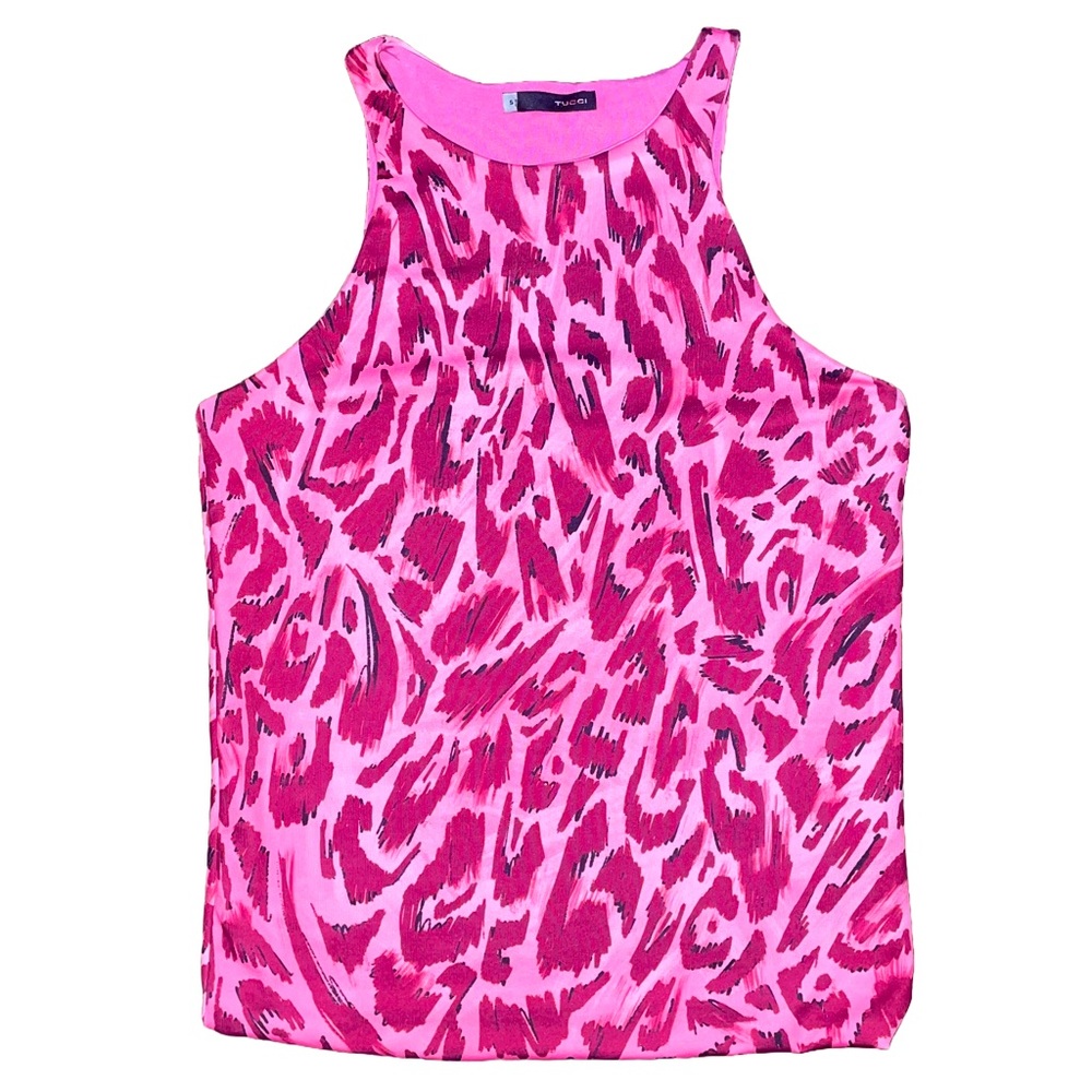 💙💖 Tucci Pink Brush Stroke‎ Printed Sleeveless Blouse